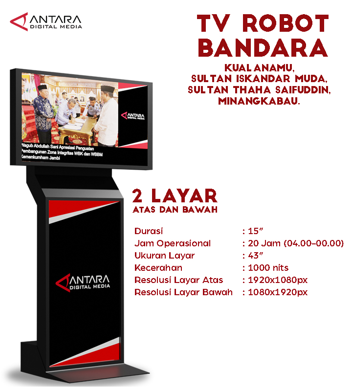 TV Robot Bandara Medan, Aceh, Padang, Jambi