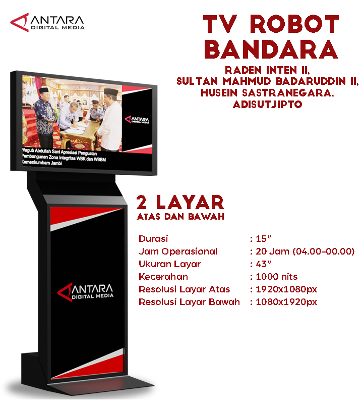TV Robot Bandara Lampung, Palembang, Bandung, Jogja