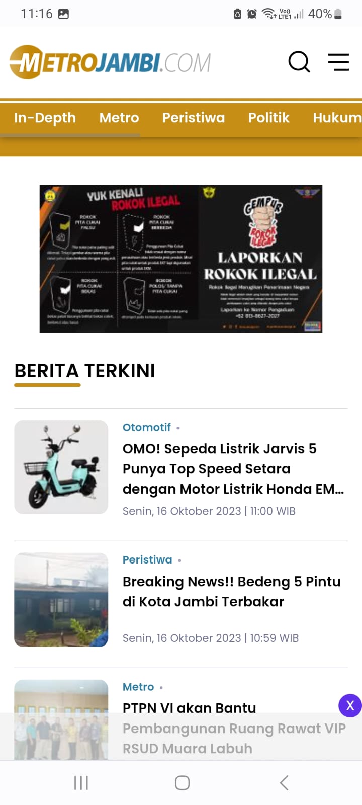 Paket Iklan Banner di Metrojambi.com