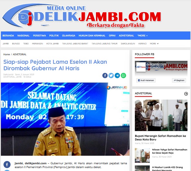JANUARI - Siap-siap Pejabat Lama Eselon II Akan Dirombak Gubernur Al Haris