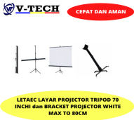 LETAEC LAYAR PROJECTOR TRIPOD 70 INCHI dan BRACKET PROJECTOR WHITE MAX TO 80CM